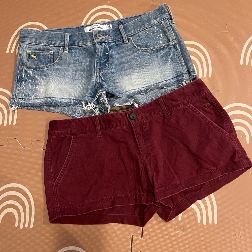 Lot of 2 abercrombie & fitch girls denim shorts 16